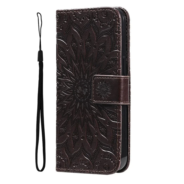 KT Imprinting Flower Series-1 For Samsung Galaxy A16 5G Case Sunflower Leather Wallet Folio Phone Cover