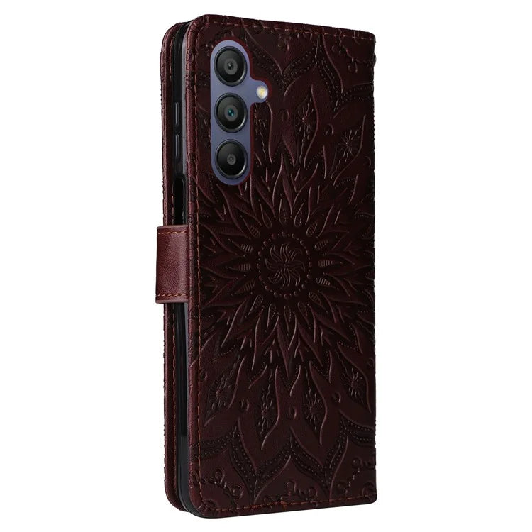 KT Imprinting Flower Series-1 For Samsung Galaxy A16 5G Case Sunflower Leather Wallet Folio Phone Cover