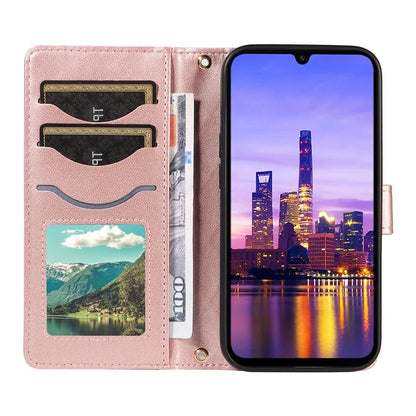 For Samsung Galaxy A16 5G Case Wallet Rhombus Leather Phone Cover with Shoulder Strap, Wrist Strap