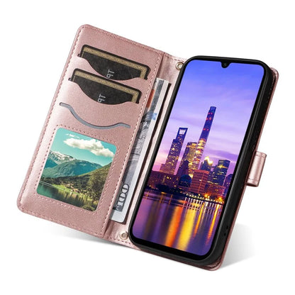 For Samsung Galaxy A16 5G Case Wallet Rhombus Leather Phone Cover with Shoulder Strap, Wrist Strap