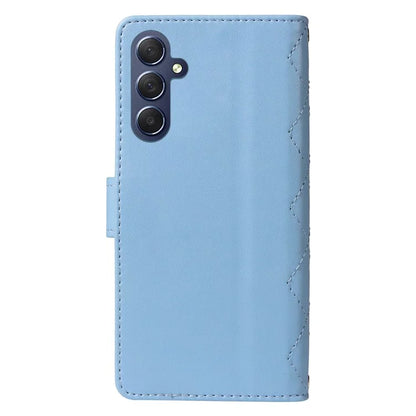 For Samsung Galaxy A16 5G Case Wallet Rhombus Leather Phone Cover with Shoulder Strap, Wrist Strap