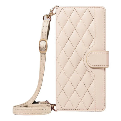 For Samsung Galaxy A16 5G Case Wallet Rhombus Leather Phone Cover with Shoulder Strap, Wrist Strap