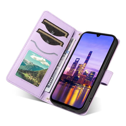 For Samsung Galaxy A16 5G Case Wallet Rhombus Leather Phone Cover with Shoulder Strap, Wrist Strap
