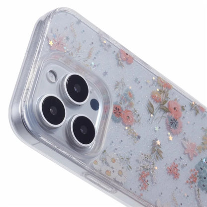 For iPhone 16 Pro Max Case Glitter Flower Epoxy Shockproof Phone Cover