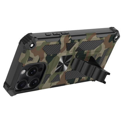 For iPhone 16 Pro Max Case Kickstand PC+TPU Camouflage Military Grade Phone Cover