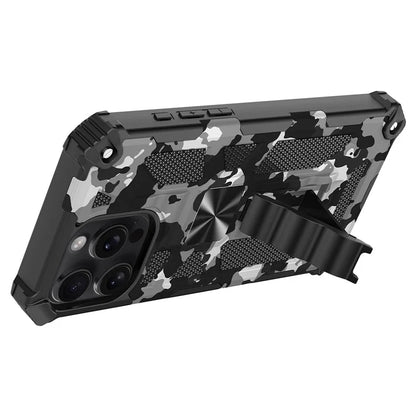 For iPhone 16 Pro Max Case Kickstand PC+TPU Camouflage Military Grade Phone Cover