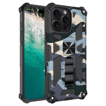 For iPhone 16 Pro Max Case Kickstand PC+TPU Camouflage Military Grade Phone Cover
