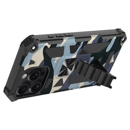 For iPhone 16 Pro Max Case Kickstand PC+TPU Camouflage Military Grade Phone Cover
