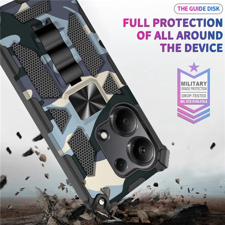 For iPhone 16 Pro Max Case Kickstand PC+TPU Camouflage Military Grade Phone Cover