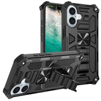 For iPhone 16 Phone Case Kickstand Drop Protection PC + TPU Back Cover