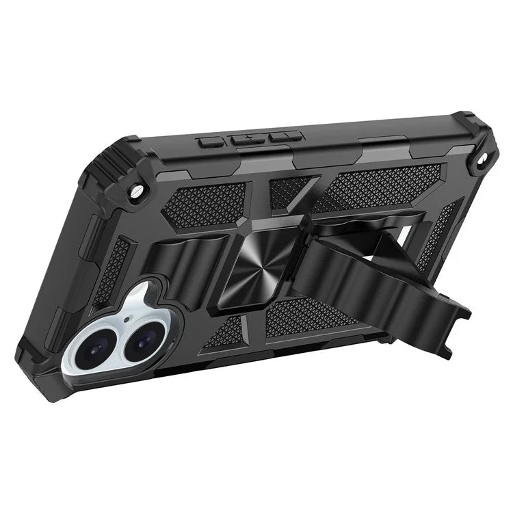 For iPhone 16 Phone Case Kickstand Drop Protection PC + TPU Back Cover