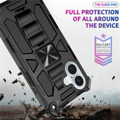 For iPhone 16 Phone Case Kickstand Drop Protection PC + TPU Back Cover