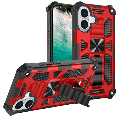 For iPhone 16 Phone Case Kickstand Drop Protection PC + TPU Back Cover