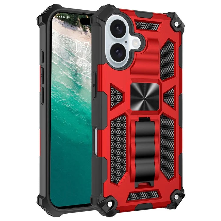 For iPhone 16 Phone Case Kickstand Drop Protection PC + TPU Back Cover
