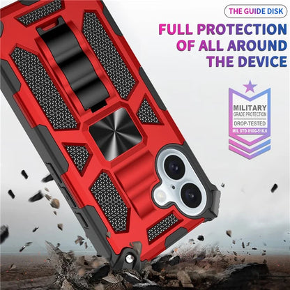 For iPhone 16 Phone Case Kickstand Drop Protection PC + TPU Back Cover