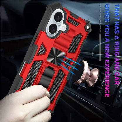 For iPhone 16 Phone Case Kickstand Drop Protection PC + TPU Back Cover