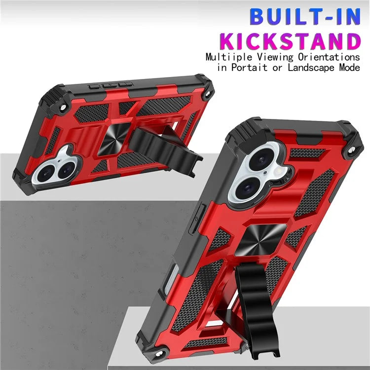 For iPhone 16 Phone Case Kickstand Drop Protection PC + TPU Back Cover