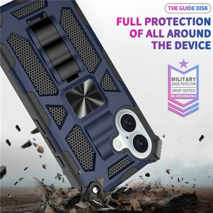 For iPhone 16 Phone Case Kickstand Drop Protection PC + TPU Back Cover