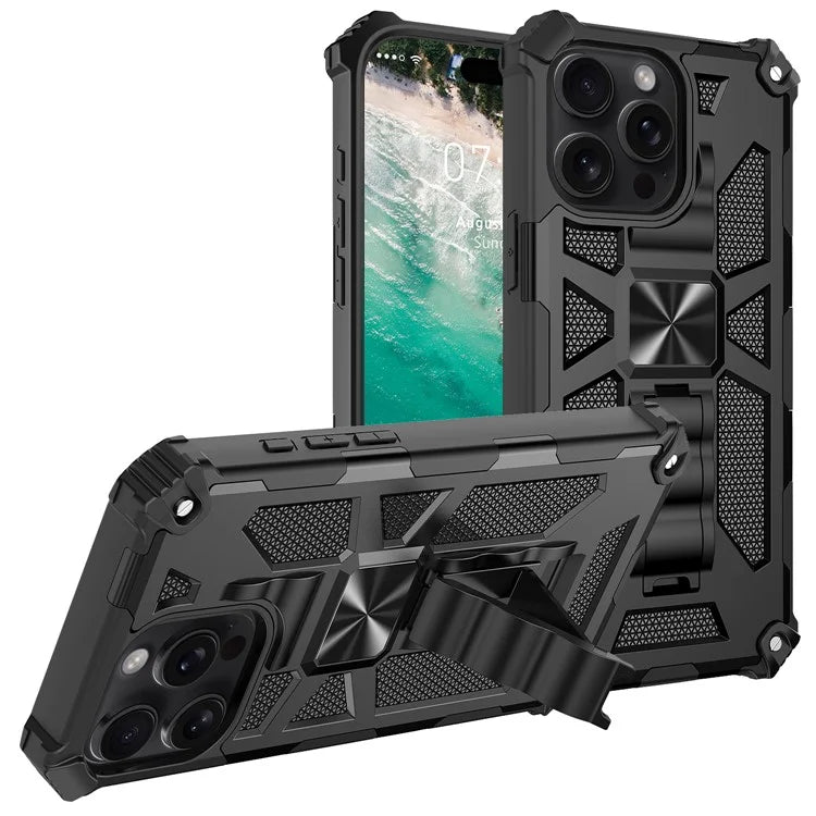 For iPhone 16 Pro Phone Case Kickstand Drop Protection PC + TPU Back Cover