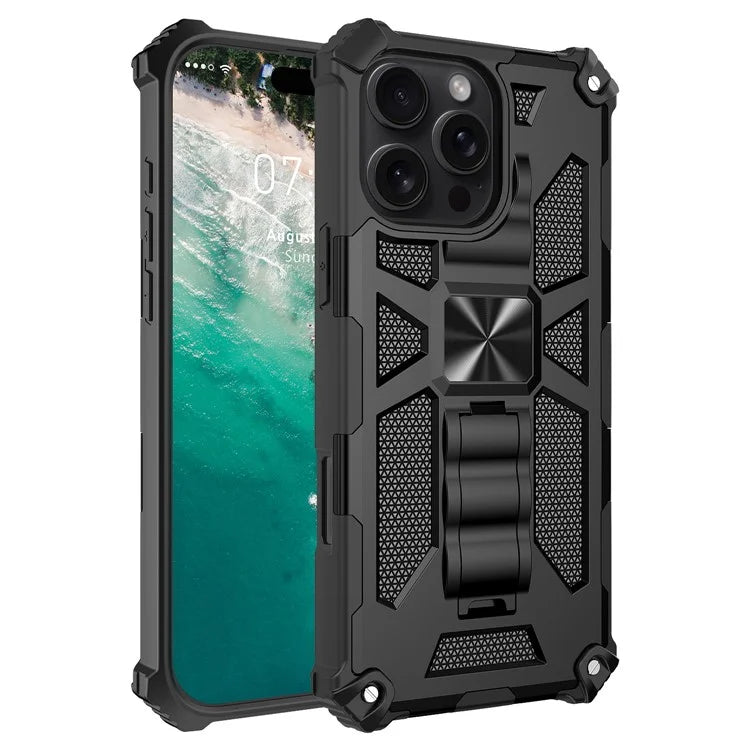 For iPhone 16 Pro Phone Case Kickstand Drop Protection PC + TPU Back Cover