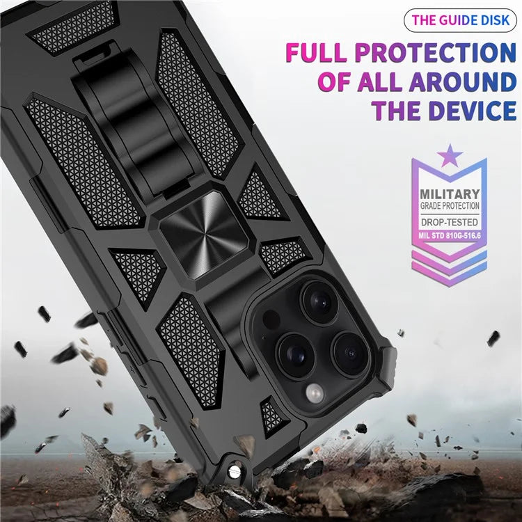For iPhone 16 Pro Phone Case Kickstand Drop Protection PC + TPU Back Cover