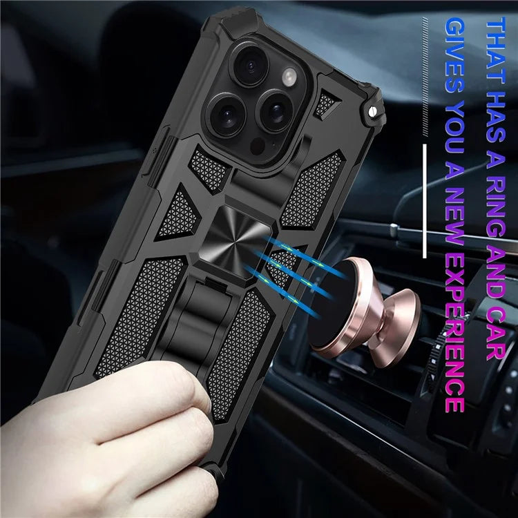 For iPhone 16 Pro Phone Case Kickstand Drop Protection PC + TPU Back Cover