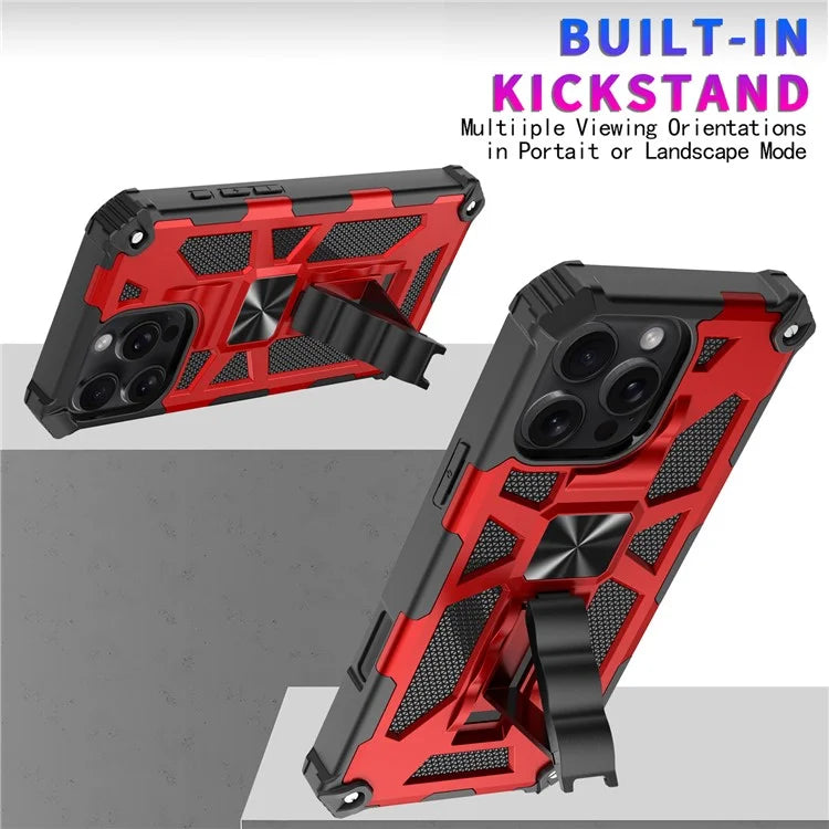 For iPhone 16 Pro Phone Case Kickstand Drop Protection PC + TPU Back Cover