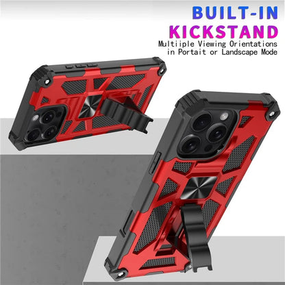 For iPhone 16 Pro Phone Case Kickstand Drop Protection PC + TPU Back Cover