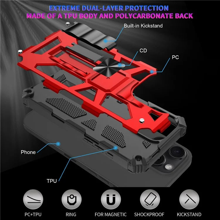 For iPhone 16 Pro Phone Case Kickstand Drop Protection PC + TPU Back Cover