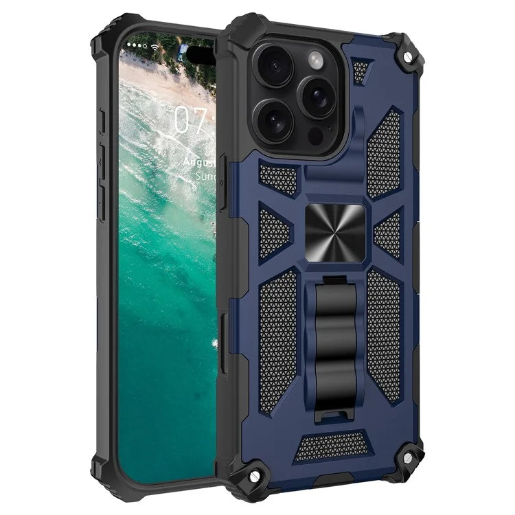 For iPhone 16 Pro Phone Case Kickstand Drop Protection PC + TPU Back Cover
