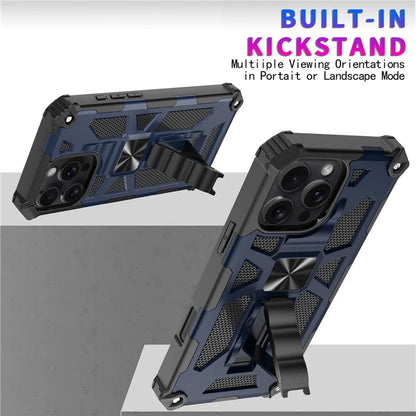 For iPhone 16 Pro Phone Case Kickstand Drop Protection PC + TPU Back Cover