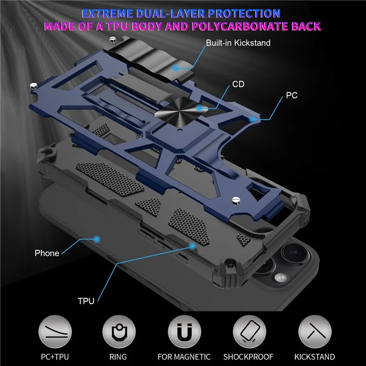For iPhone 16 Pro Phone Case Kickstand Drop Protection PC + TPU Back Cover