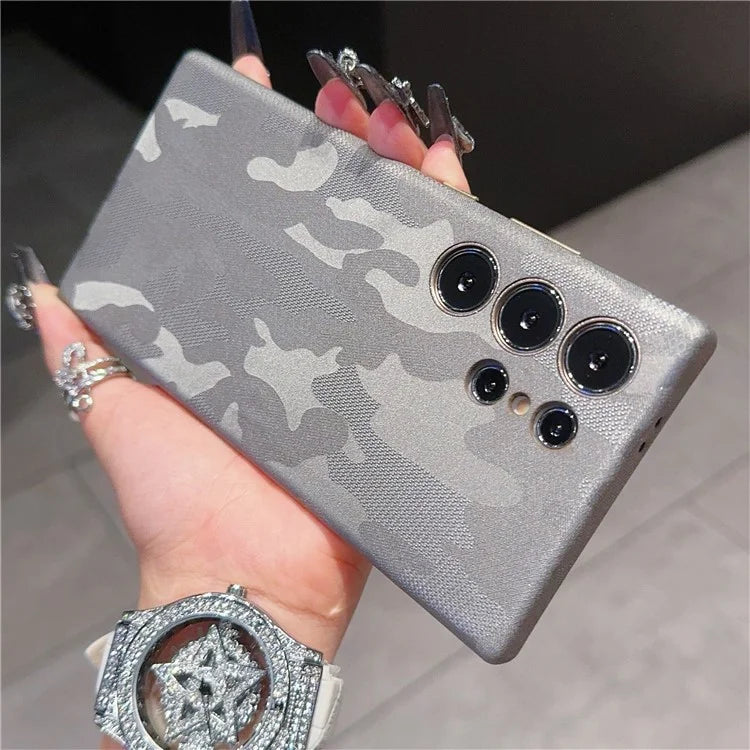 For Samsung Galaxy S24 Ultra Magnetic Case Camouflage Pattern Shockproof PC+PU Phone Cover