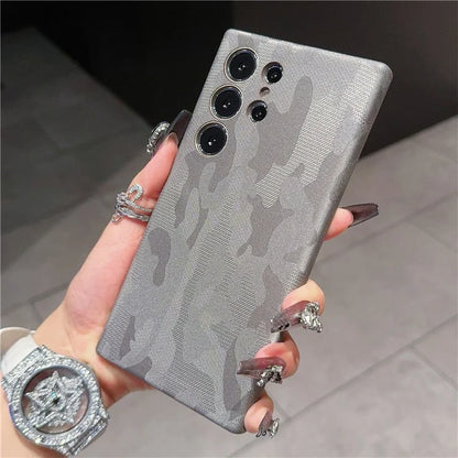 For Samsung Galaxy S24 Ultra Magnetic Case Camouflage Pattern Shockproof PC+PU Phone Cover