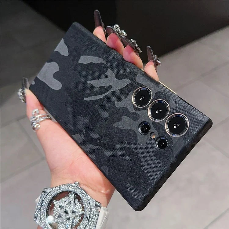 For Samsung Galaxy S24 Ultra Magnetic Case Camouflage Pattern Shockproof PC+PU Phone Cover