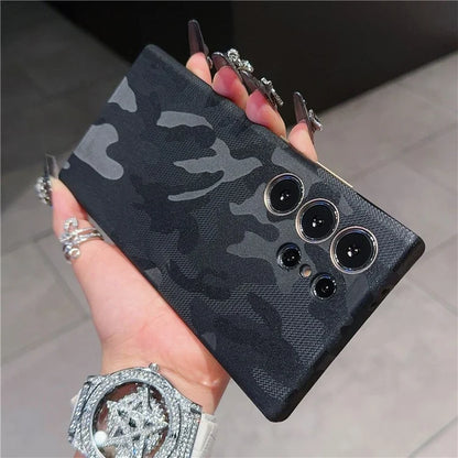 For Samsung Galaxy S24 Ultra Magnetic Case Camouflage Pattern Shockproof PC+PU Phone Cover