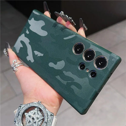 For Samsung Galaxy S24 Ultra Magnetic Case Camouflage Pattern Shockproof PC+PU Phone Cover