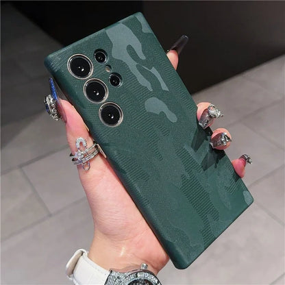 For Samsung Galaxy S24 Ultra Magnetic Case Camouflage Pattern Shockproof PC+PU Phone Cover
