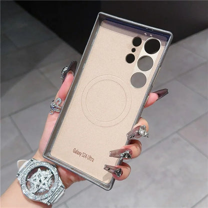 For Samsung Galaxy S24 Ultra Magnetic Case Camouflage Pattern Shockproof PC+PU Phone Cover