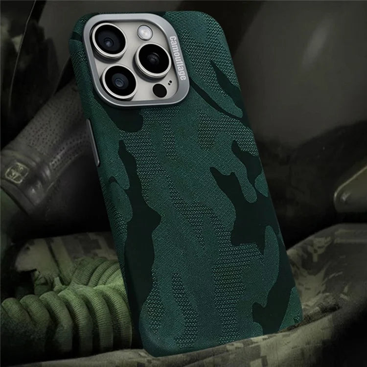 For iPhone 16 Pro Magnetic Case Camouflage Pattern Shockproof PC+PU Phone Cover