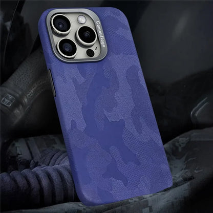 For iPhone 16 Pro Magnetic Case Camouflage Pattern Shockproof PC+PU Phone Cover
