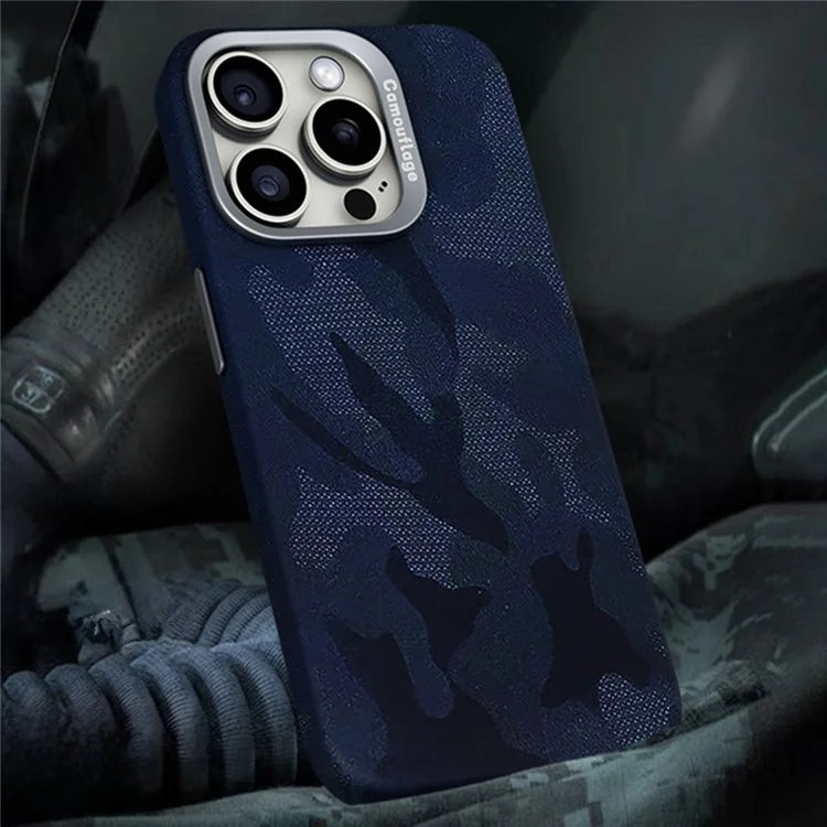 For iPhone 16 Pro Magnetic Case Camouflage Pattern Shockproof PC+PU Phone Cover