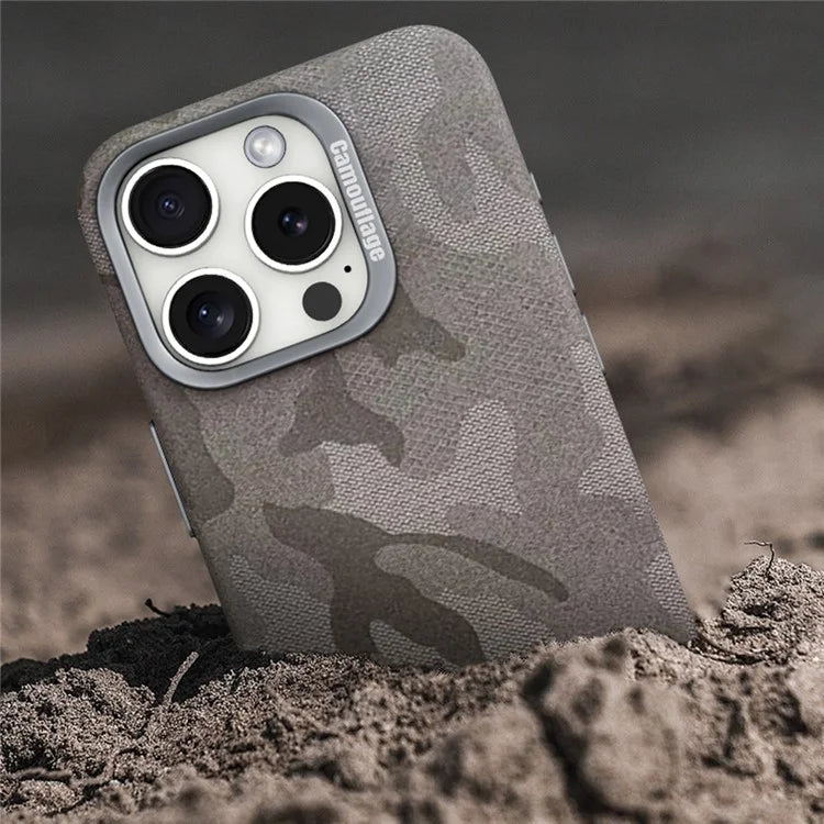 For iPhone 16 Pro Magnetic Case Camouflage Pattern Shockproof PC+PU Phone Cover