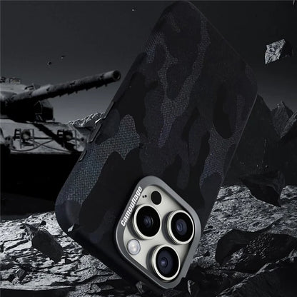 For iPhone 16 Pro Magnetic Case Camouflage Pattern Shockproof PC+PU Phone Cover