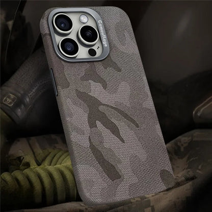 For iPhone 15 Pro Max Magnetic Case Camouflage Pattern Shockproof PC+PU Phone Cover