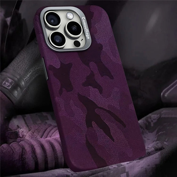 For iPhone 15 Pro Magnetic Case Camouflage Pattern Shockproof PC+PU Phone Cover