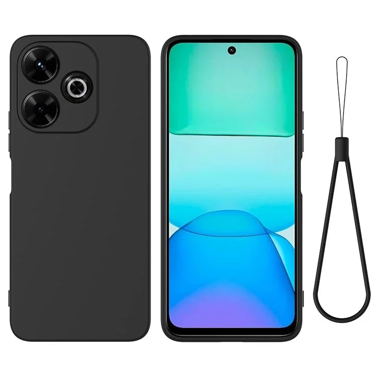 For Xiaomi Poco M6 Plus 5G Neo Case Anti-Drop Liquid Silicone Phone Cover with Strap