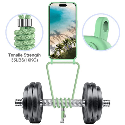 For iPhone 16 Case Liquid Silicone Card Holder Phone Back Cover with Lanyard