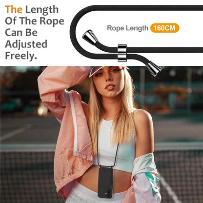 For iPhone 16 Case Liquid Silicone Card Holder Phone Back Cover with Lanyard
