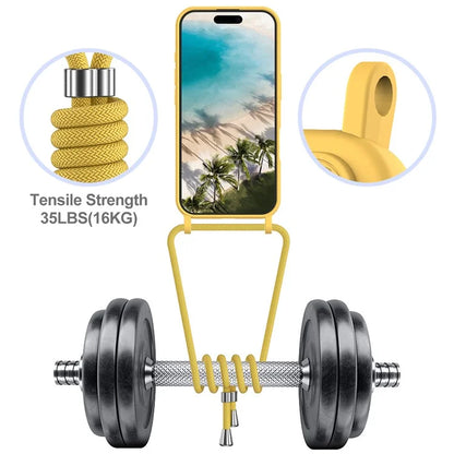 For iPhone 16 Case Liquid Silicone Card Holder Phone Back Cover with Lanyard